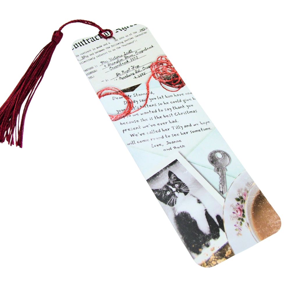 Decorative bookmark with tassel on a white background