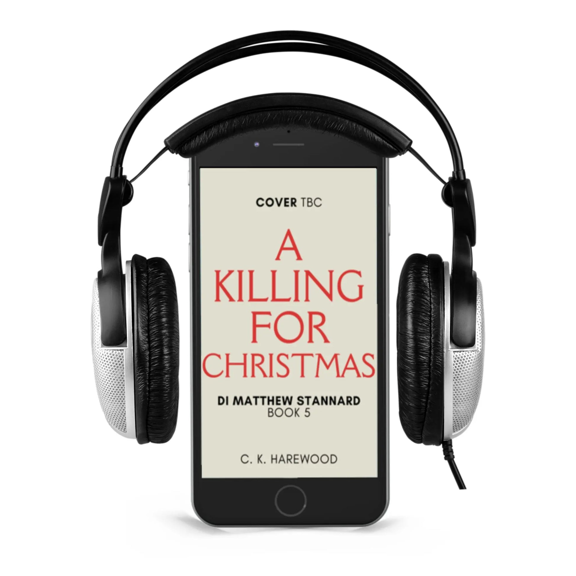 A Killing for Christmas cover on phone with headphones