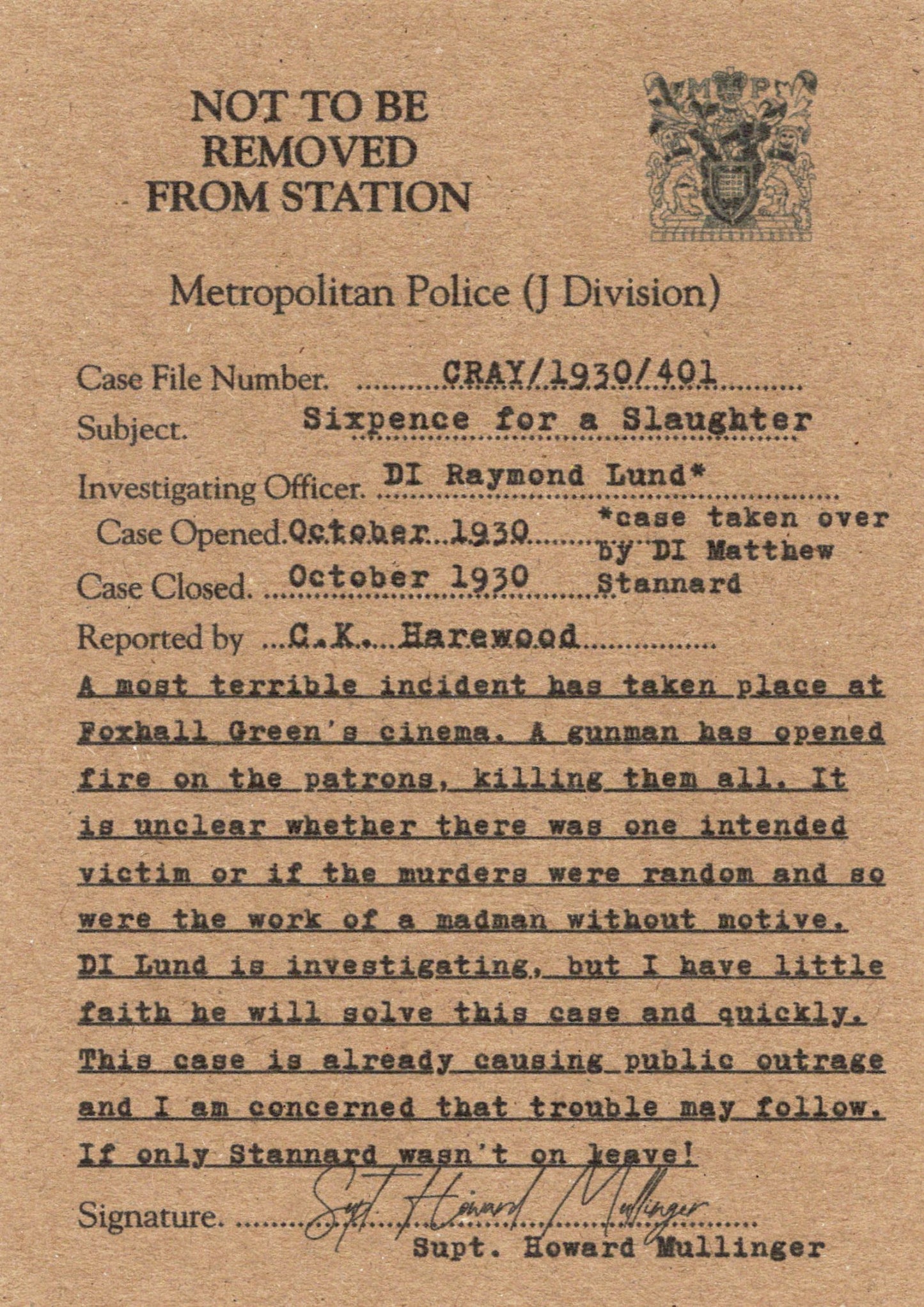 Sixpence for a Slaughter | Bookmark