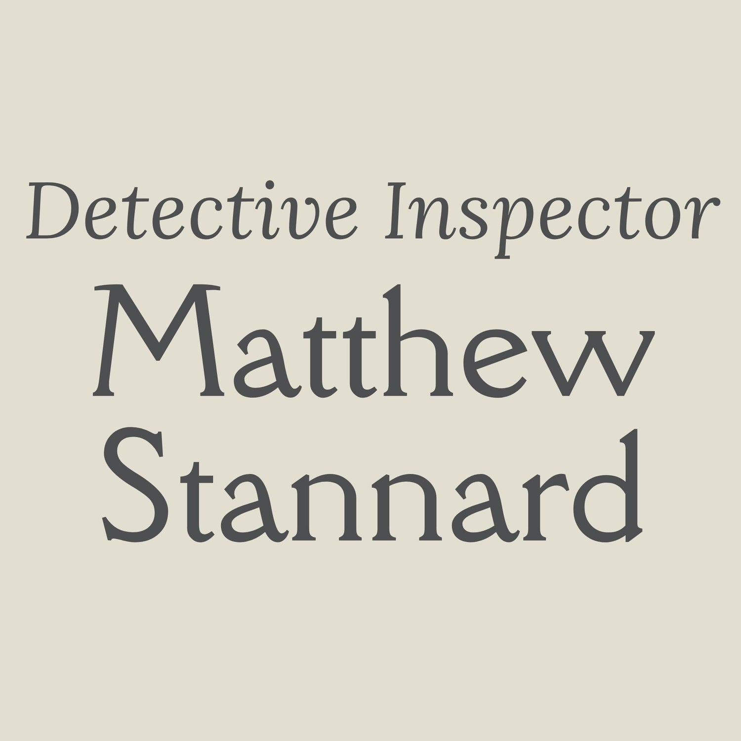 Red background with white text saying Detective Inspector Matthew Stannard