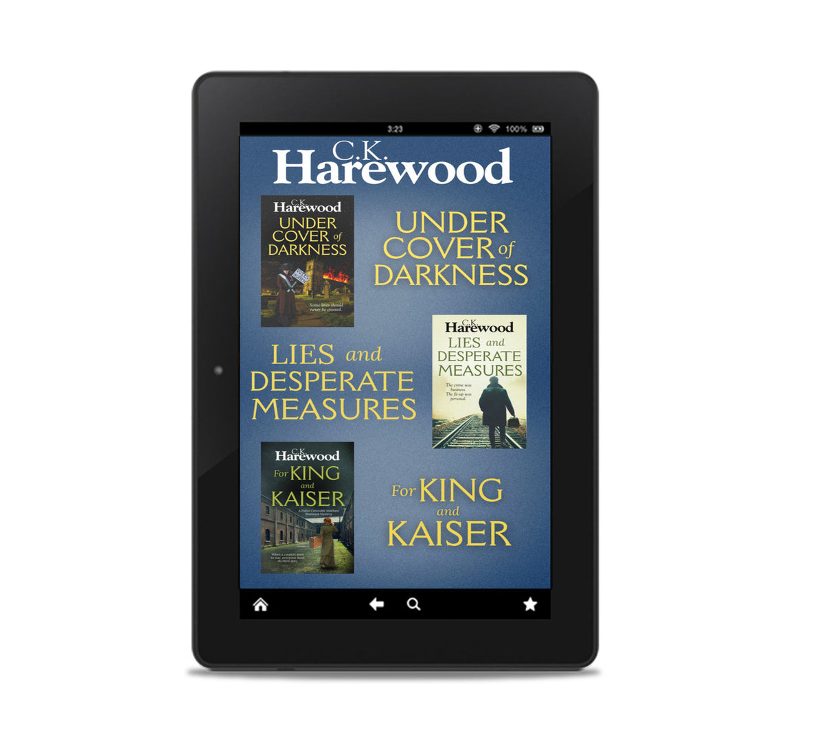 3 eBook Cover showing on an eReader