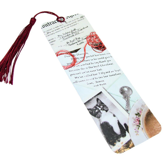Decorative bookmark with tassel on a white background