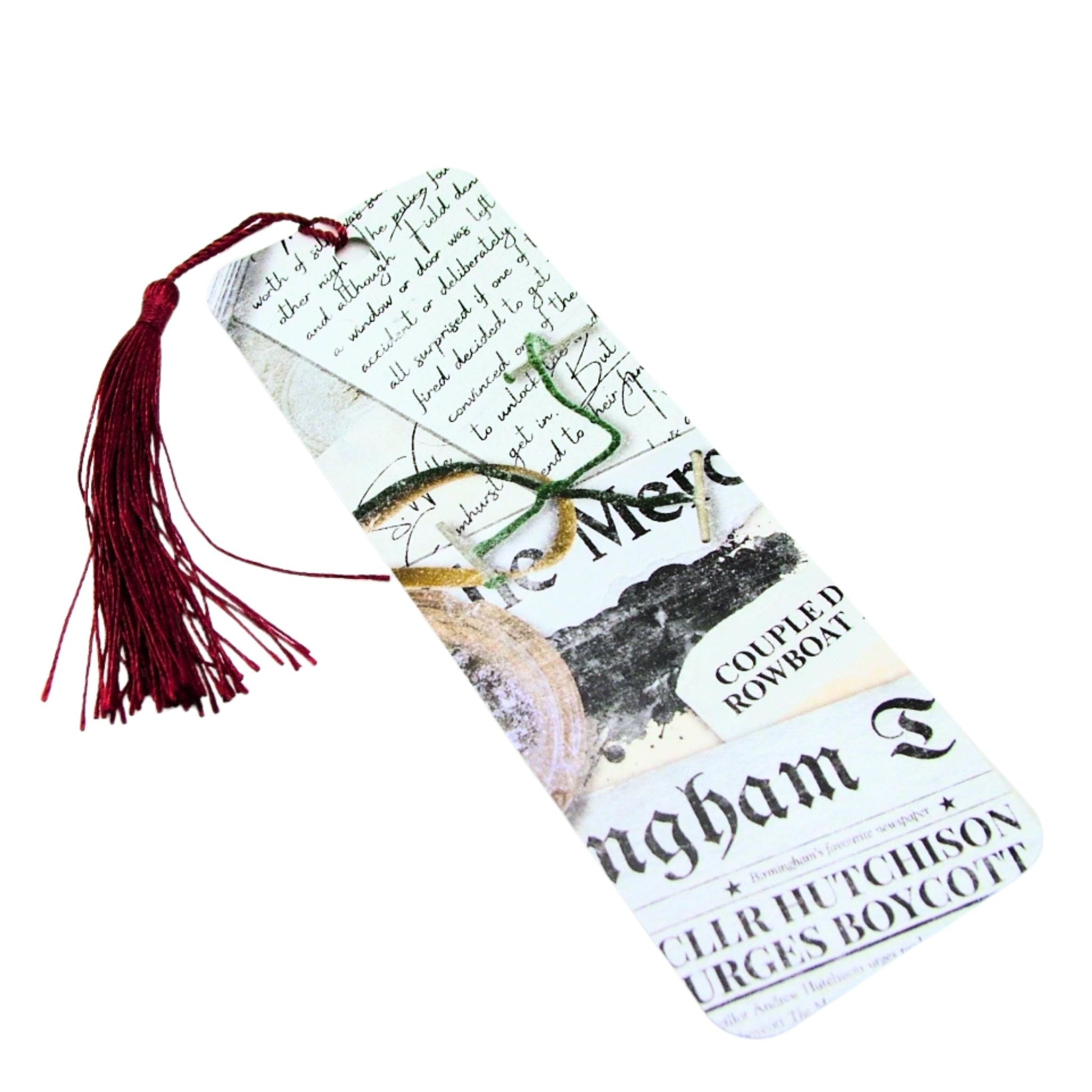 Decorative bookmark with tassel on a white background