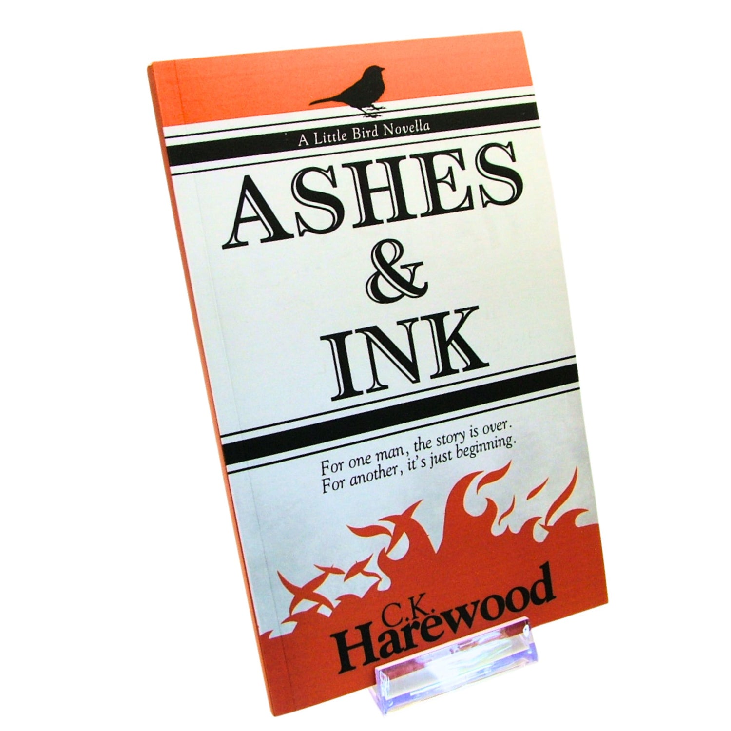 Book titled 'Ashes & Ink' by C.K. Harewood on a white background