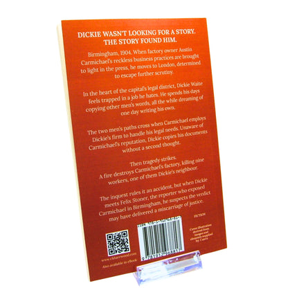 Book cover with text and a QR code on a white background