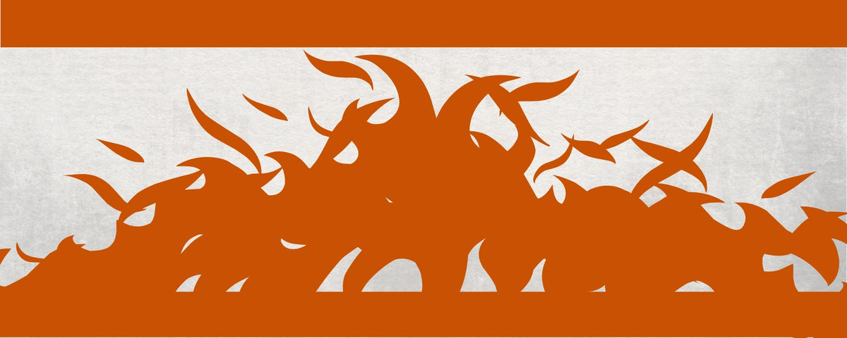 Stylised orange flames on a newspaper paper background.