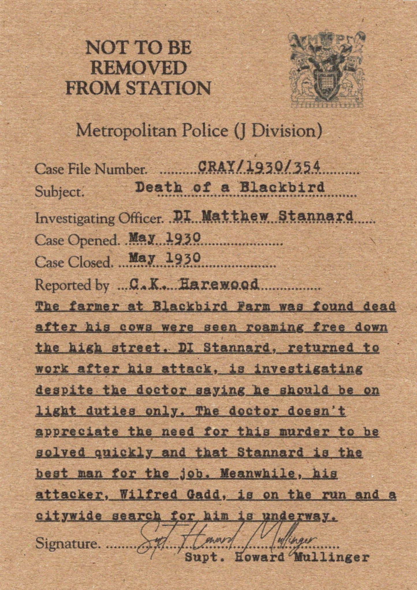 Death of a Blackbird | Bookmark