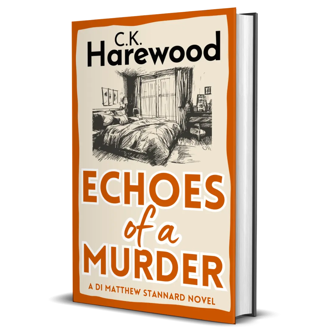 Hardback edition of Echoes of a Murder detective fiction book