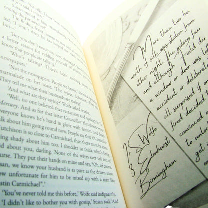 Open book with text and graphics