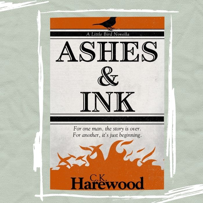 Book cover of 'Ashes & Ink' by C.K. Harewood on a light gray background